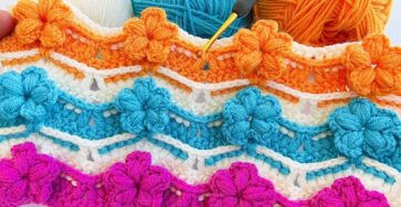 3D and flowered crochet knit blanket model - Crochet and Knitting