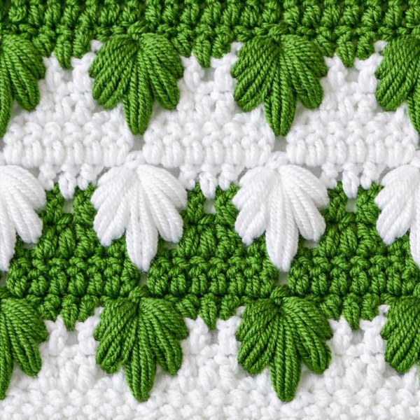 3D Crochet Leaf Stitch Border – Easy Step-by-Step Pattern for Beginners - Crafts Ideas