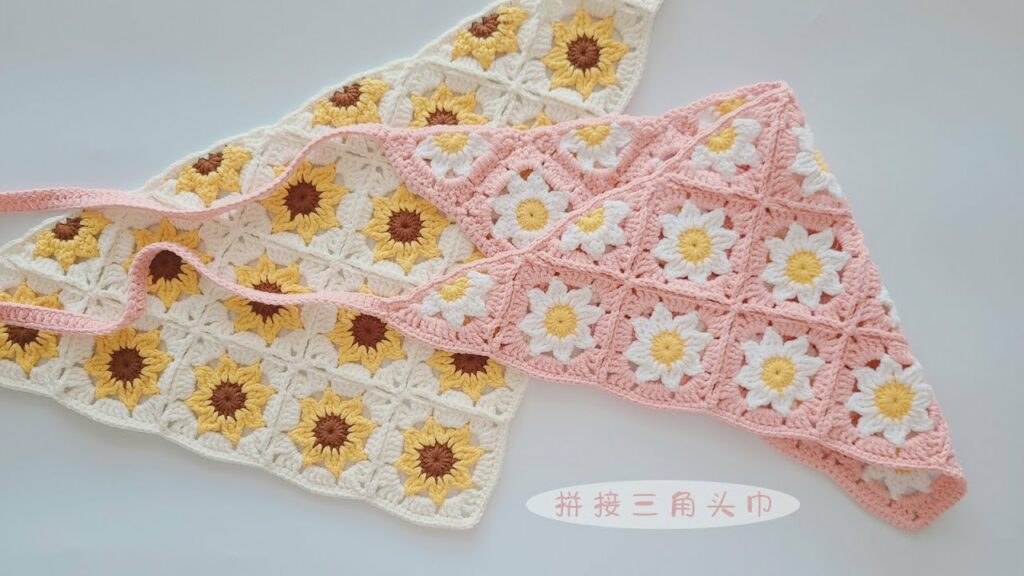 Crafting a Crochet Pastoral Triangle Scarf with Fresh Flower Patchwork - Crochet and Knitting