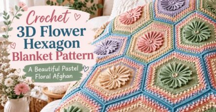 Crochet 3D Flower Hexagon Blanket Pattern – A Beautiful Pastel Floral Afghan