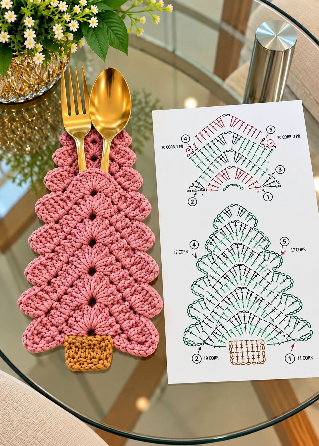 Crochet Christmas Cutlery Holder Pattern - Hand Crafted