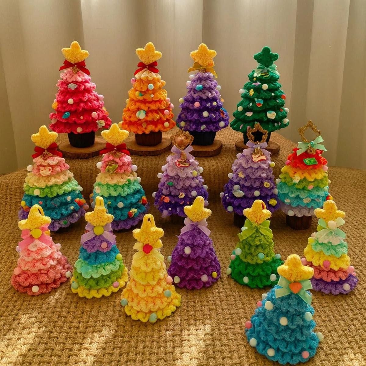 Crochet Christmas Tree Colorful Pattern - Hand Crafted