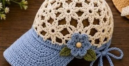 Crochet Flower Baseball Cap Pattern - Hand Crafted