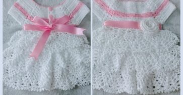 Elegant White & Pink Ribbon: Your Beautiful Crochet Baby Dress - Crochet and Knitting