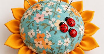 Fabric Sunflower Pincushion Pattern - STITCHDELIGHT