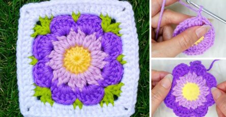 How To Crochet A Flower Granny Square – Step-by-Step Tutorial for Beginners - Crochet and Knitting