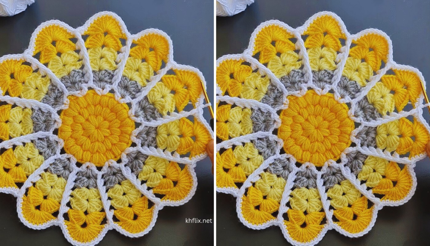 How to making a beautiful coaster crochet yellow color