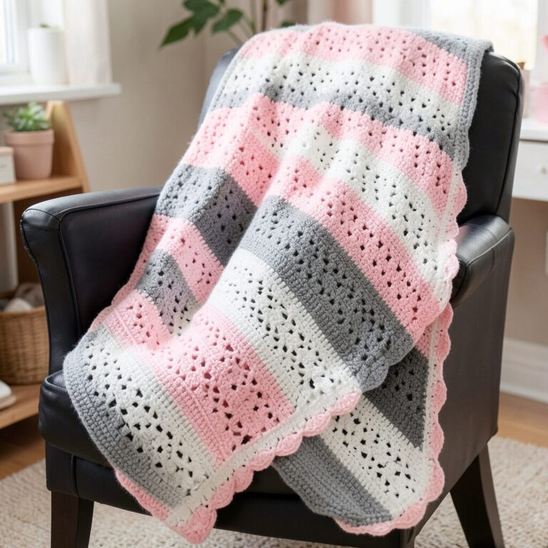 Sweet Dreams Baby Blanket: A Crocheted Keepsake with Lacy Stripes