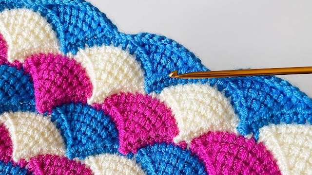 Three-dimensional Tunisian blanket - Crochet and Knitting