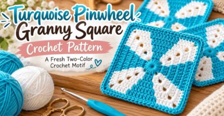 Turquoise Pinwheel Granny Square Crochet Pattern: A Fresh Two-Color Crochet Motif